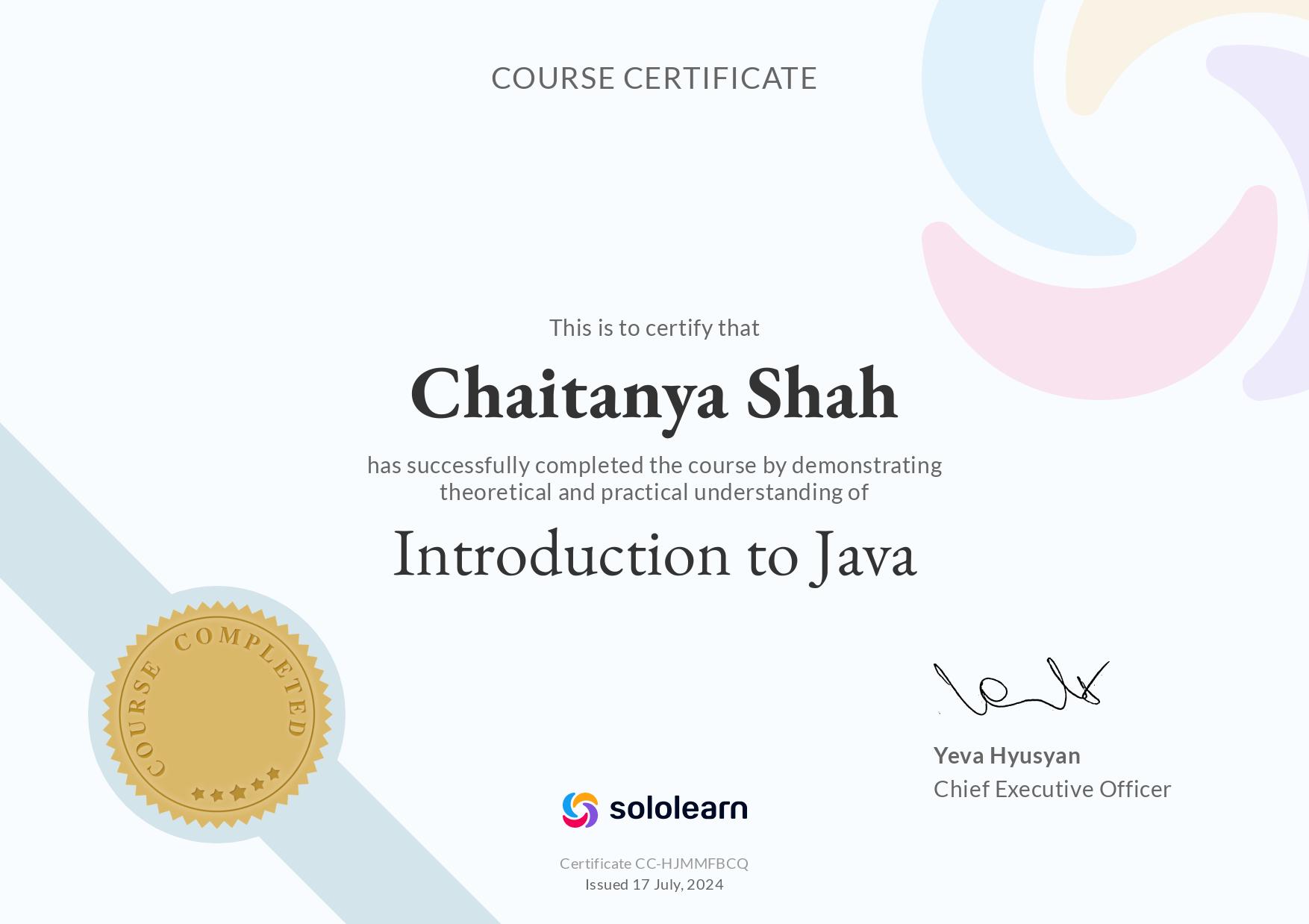 Java Certificate
